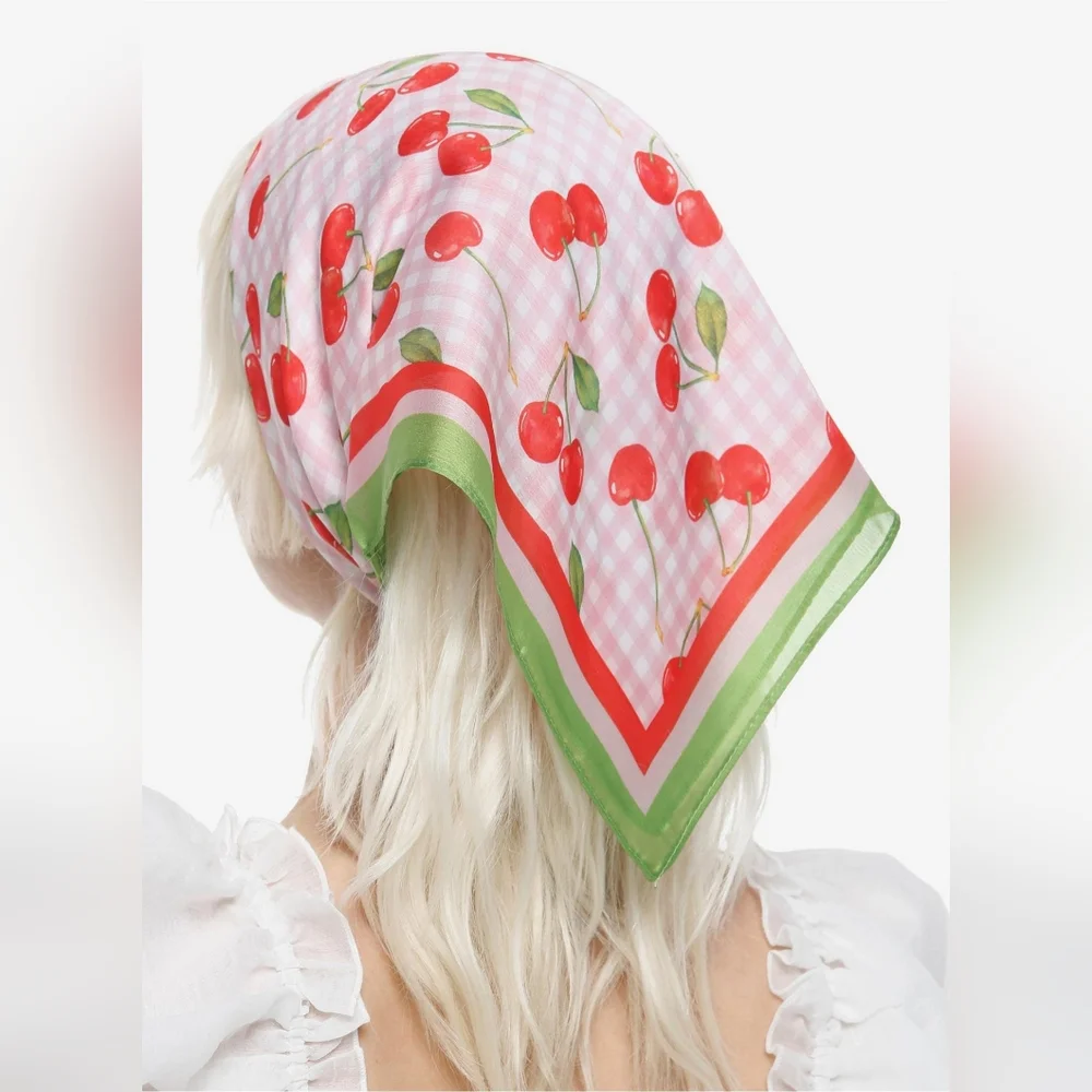 Cherry Gingham Hairscarf